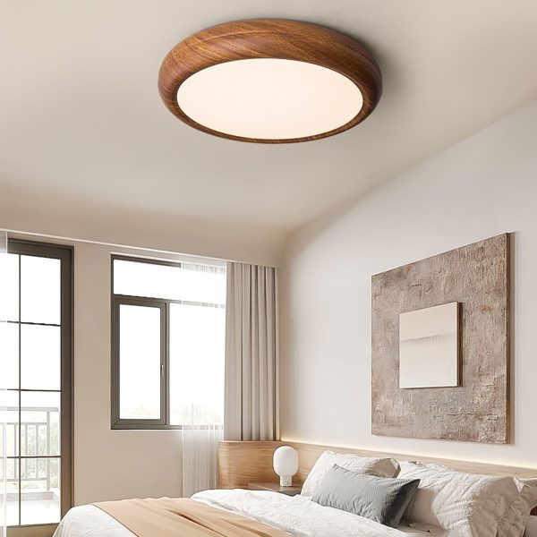 wood grain round ceiling lamp