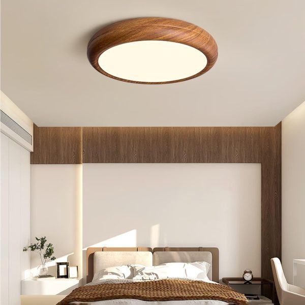 wood grain round ceiling lamp