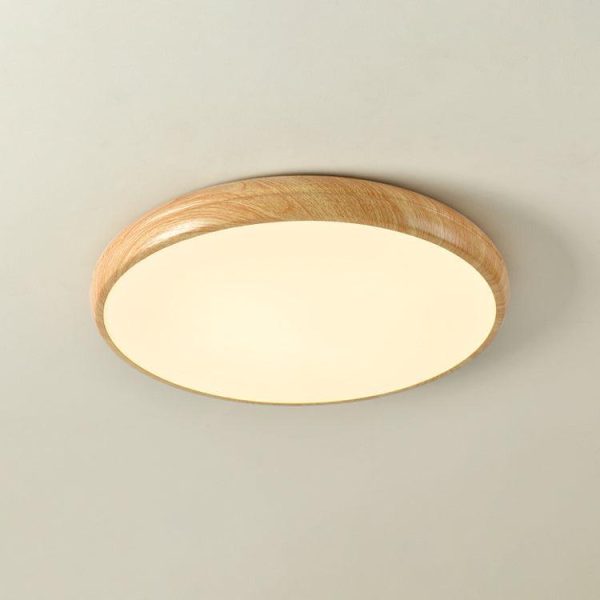 wood grain round ceiling lamp