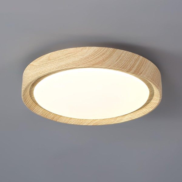 wood grain round ceiling lamp