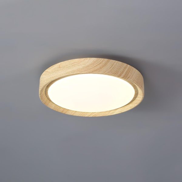 wood grain round ceiling lamp