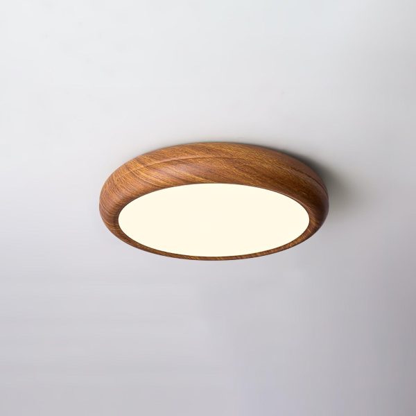 wood grain round ceiling lamp