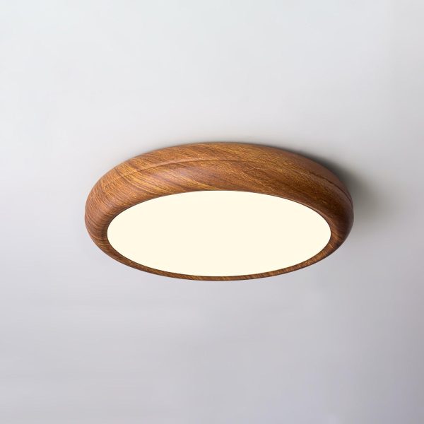 wood grain round ceiling lamp