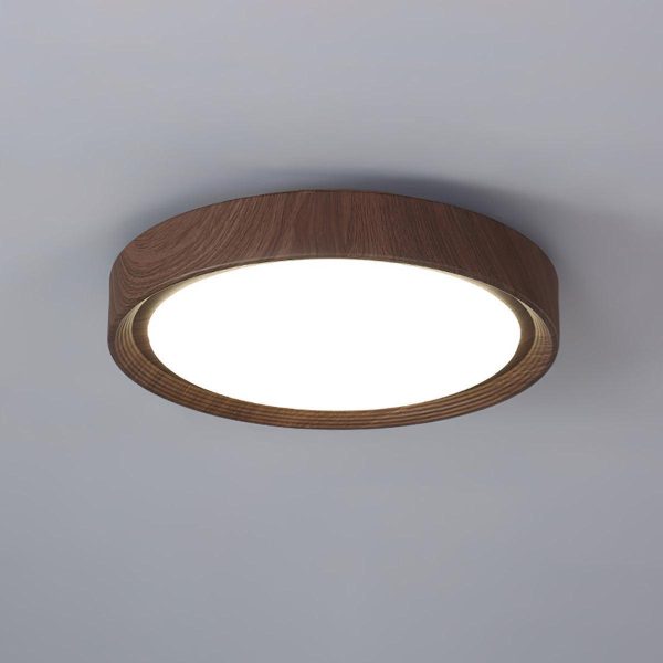 wood grain round ceiling lamp