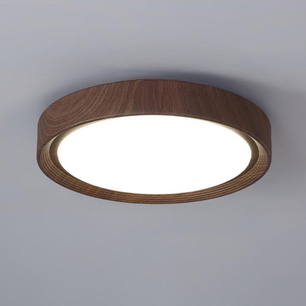 wood grain round ceiling lamp