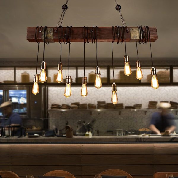 wood hanging multi chandelier