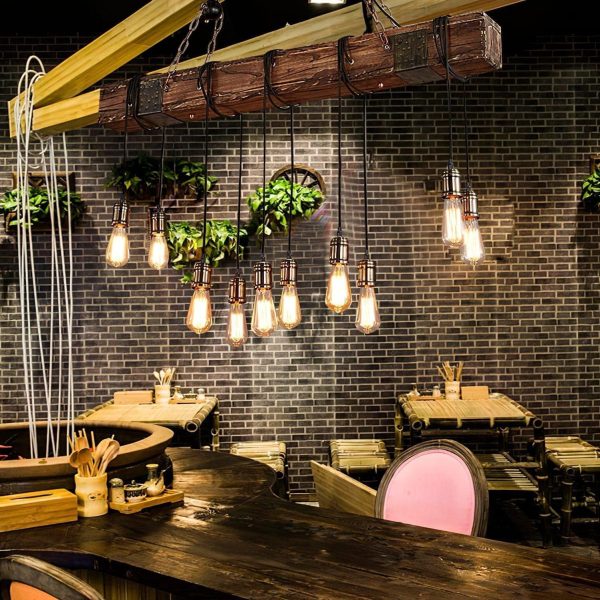 wood hanging multi chandelier