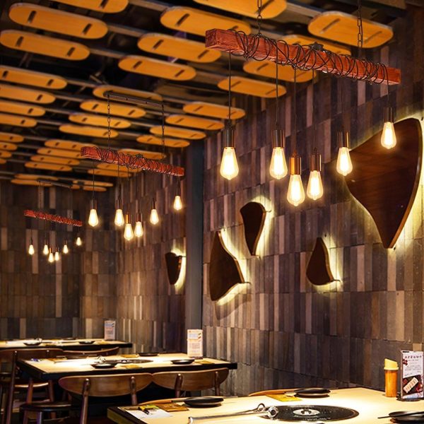 wood hanging multi chandelier