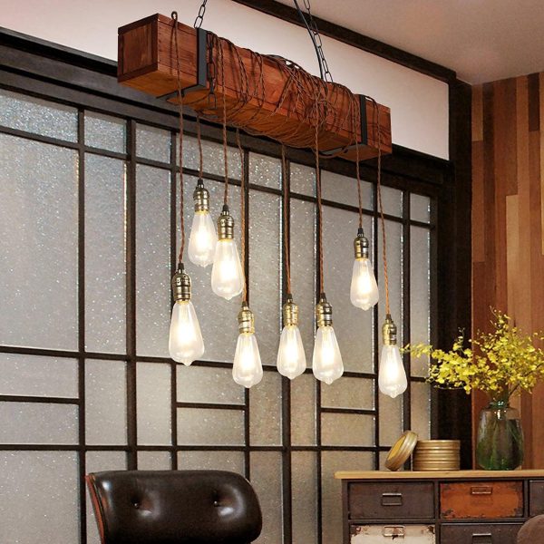 wood hanging multi chandelier