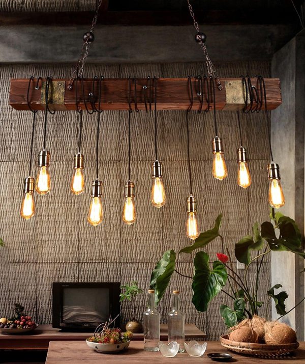 wood hanging multi chandelier