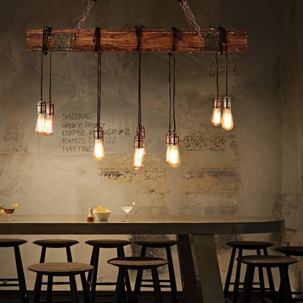 wood hanging multi chandelier