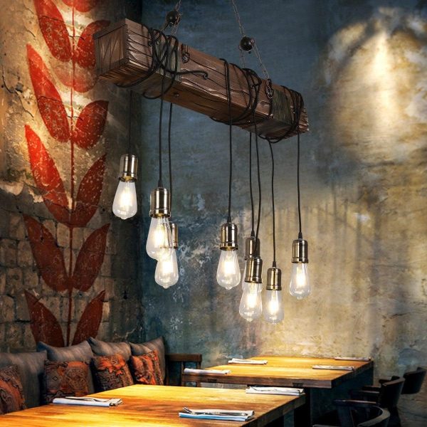 wood hanging multi chandelier