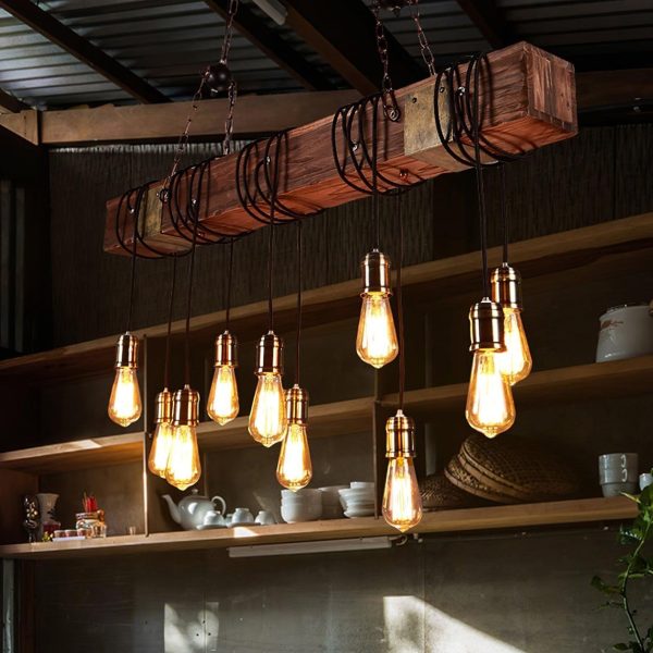 wood hanging multi chandelier