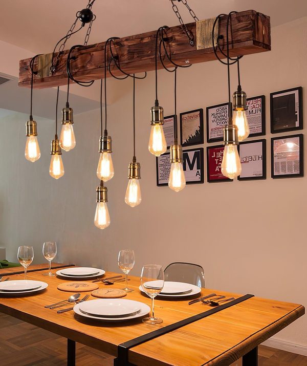 wood hanging multi chandelier