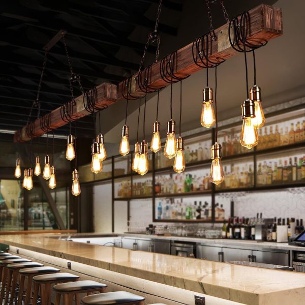 wood hanging multi chandelier