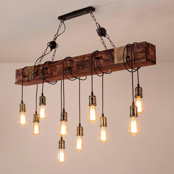 wood hanging multi chandelier