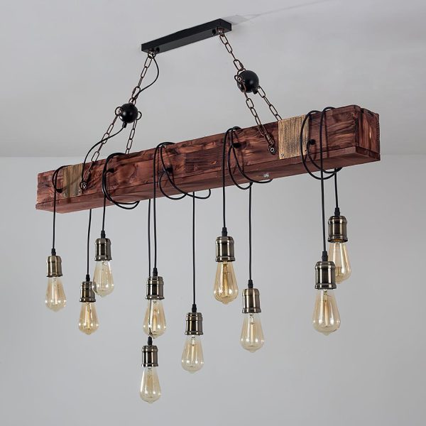 wood hanging multi chandelier