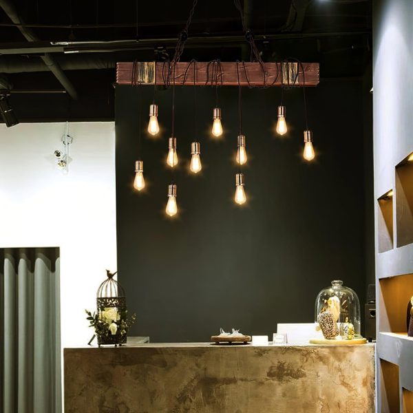 wood hanging multi chandelier
