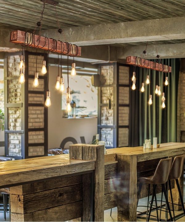 wood hanging multi chandelier