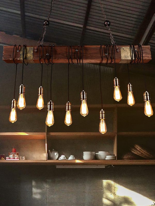 wood hanging multi chandelier