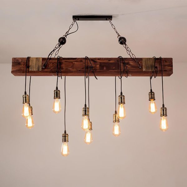 wood hanging multi chandelier