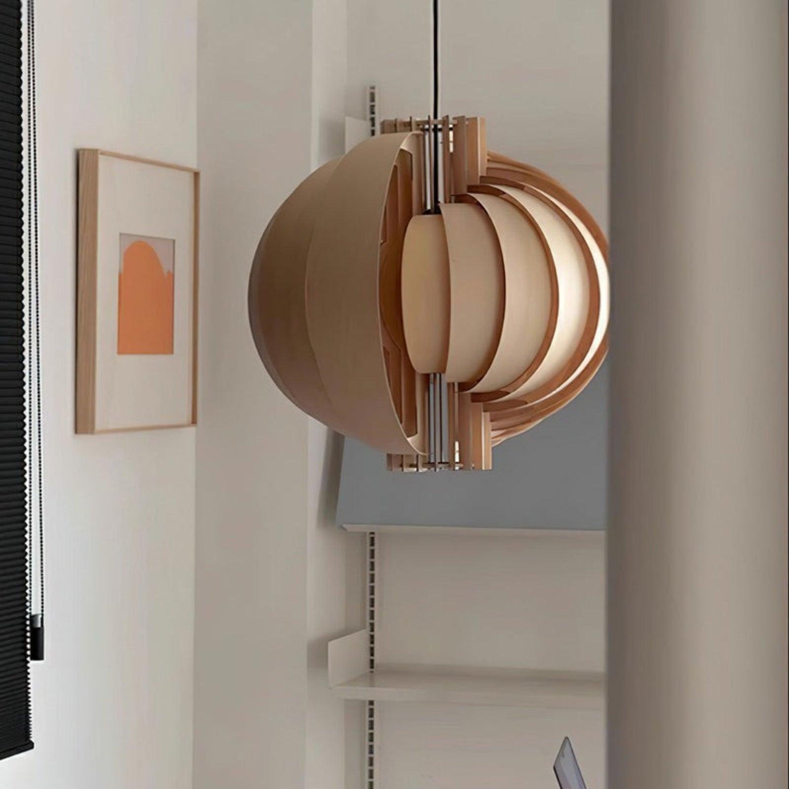 wooden lantern pendant lamp