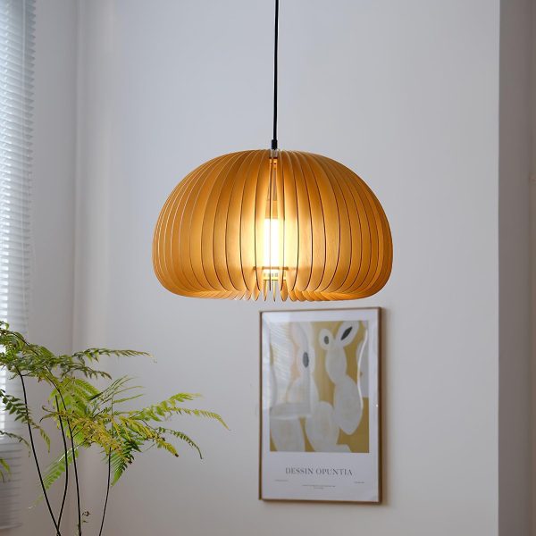 wooden pumpkin pendant lamp