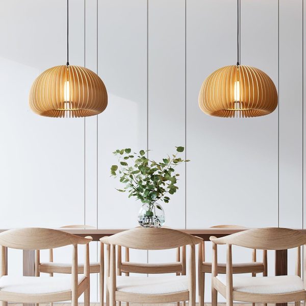 wooden pumpkin pendant lamp