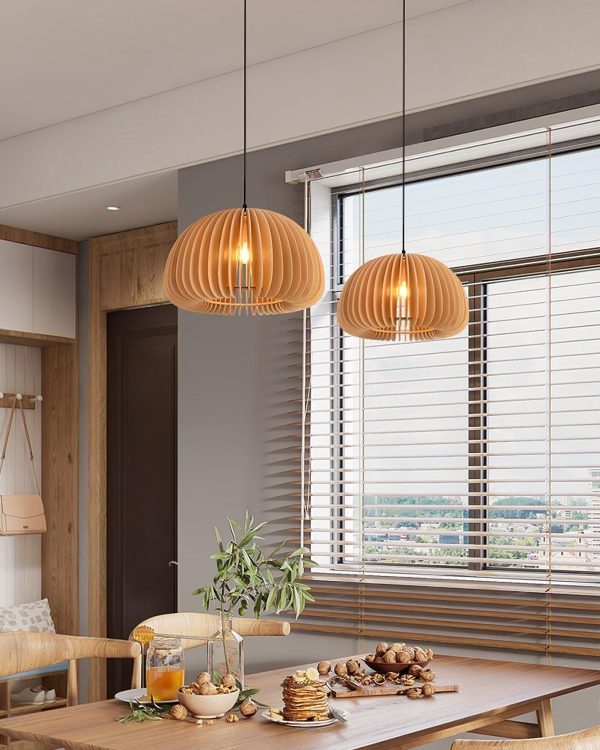 wooden pumpkin pendant lamp