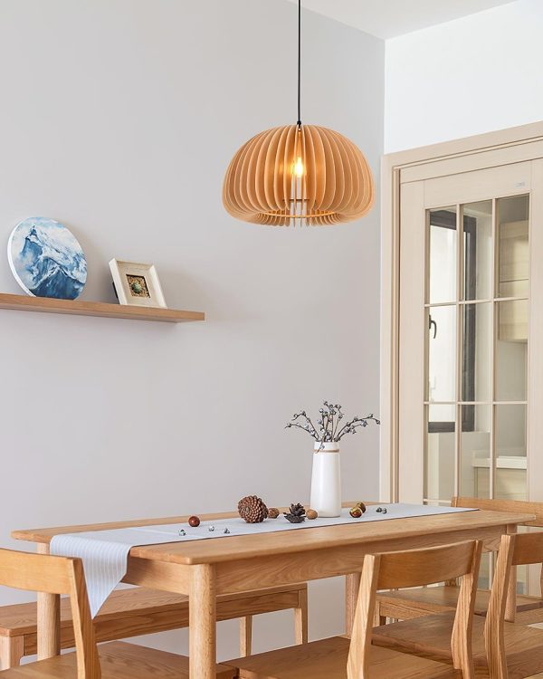 wooden pumpkin pendant lamp