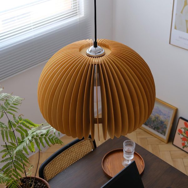 wooden pumpkin pendant lamp