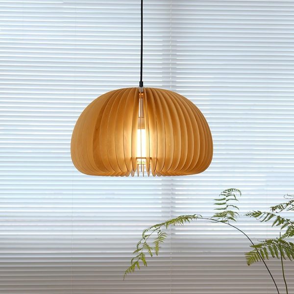 wooden pumpkin pendant lamp
