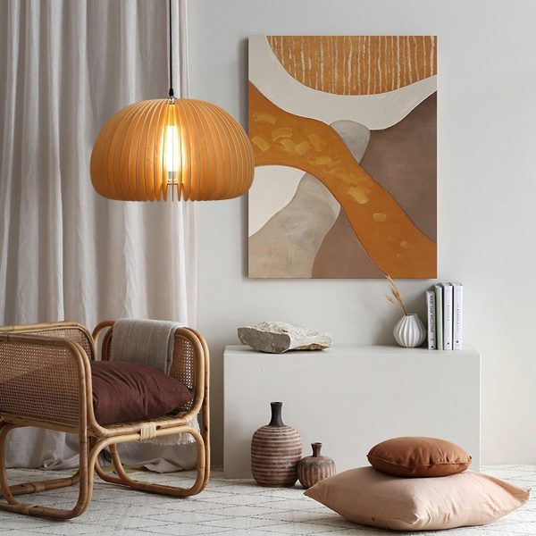 wooden pumpkin pendant lamp
