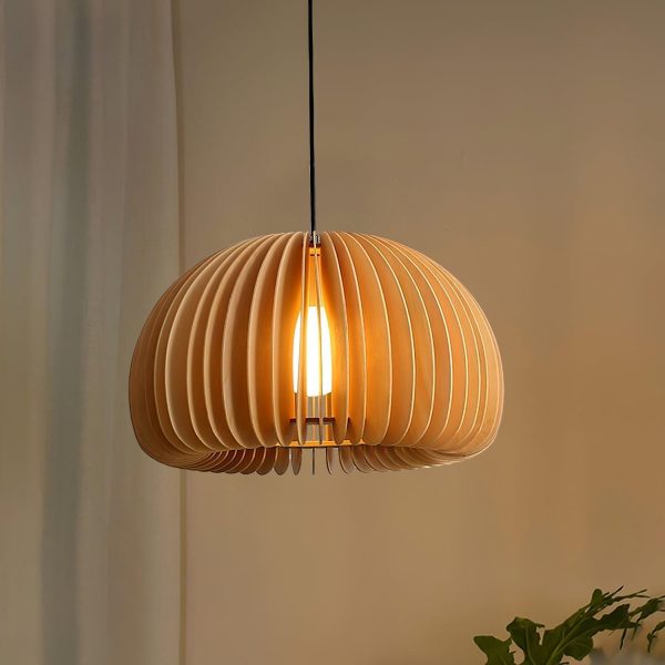 wooden pumpkin pendant lamp