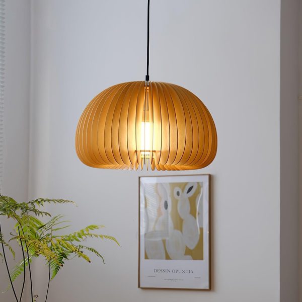 wooden pumpkin pendant lamp