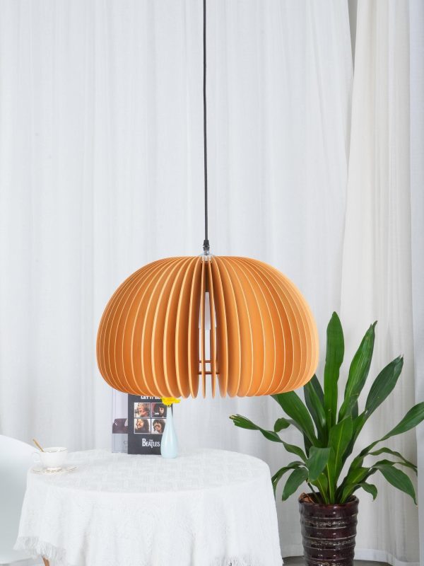 wooden pumpkin pendant lamp