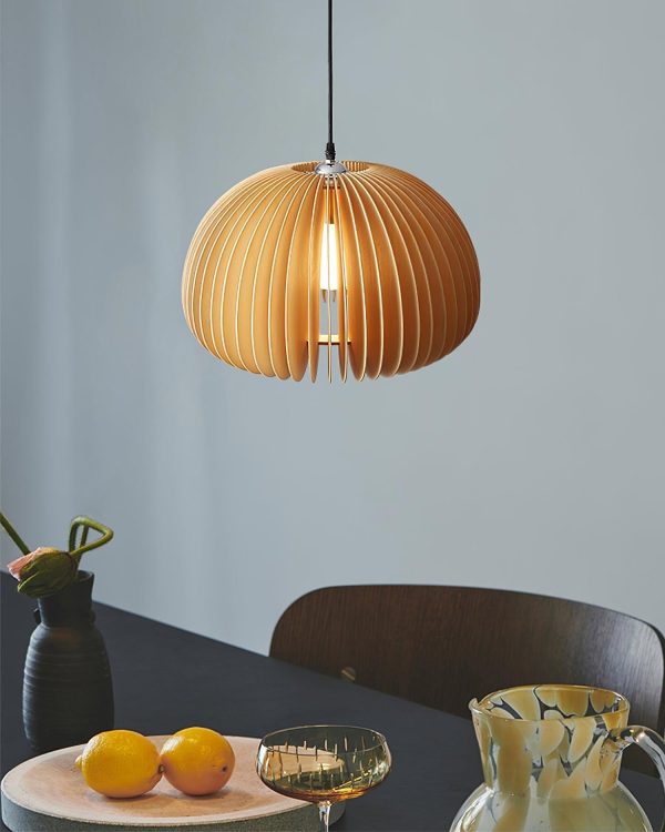 wooden pumpkin pendant lamp