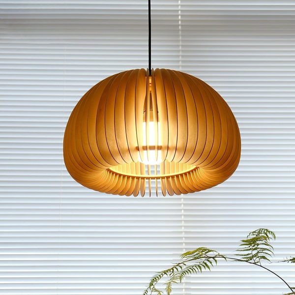 wooden pumpkin pendant lamp