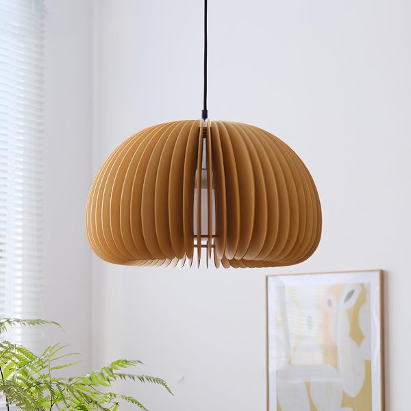 wooden pumpkin pendant lamp