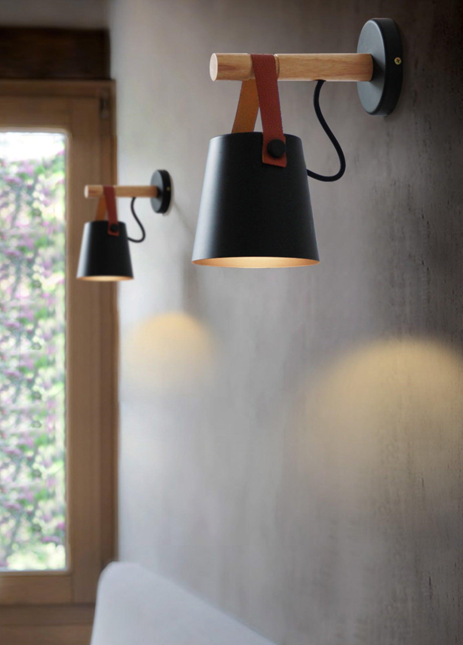 wooden stake wall light