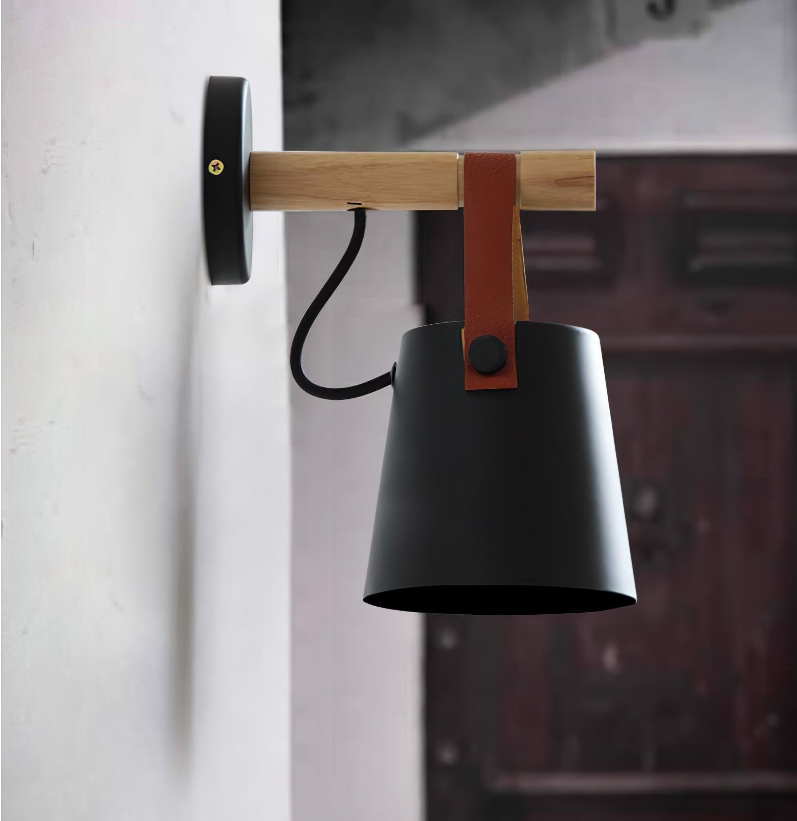 wooden stake wall light